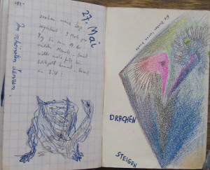 Notizbuch 34, Seiten 82/83: Schildkröte, Drachen